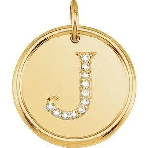 14K Yellow .06 CTW Natural Diamond Posh Mommy¬Æ Initial J Pendant