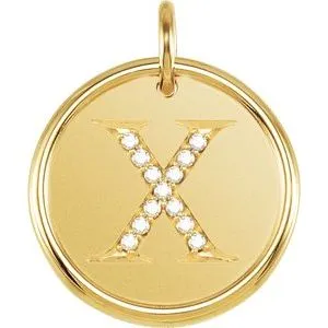 14K Yellow .07 CTW Natural Diamond Posh Mommy¬Æ Initial X Pendant
