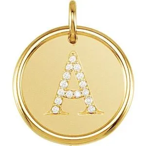 14K Yellow .08 CTW Diamond Initial A Pendant