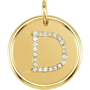 14K Yellow .08 CTW Natural Diamond Posh Mommy¬Æ Initial D Pendant