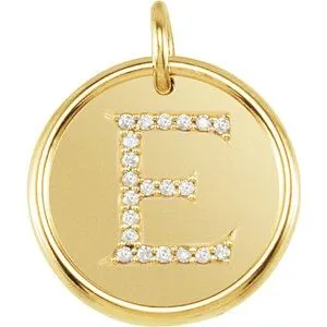 14K Yellow 1/10 CTW Diamond Initial E Pendant
