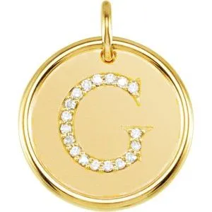 14K Yellow 1/10 CTW Diamond Initial G Pendant