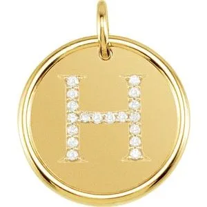 14K Yellow 1/10 CTW Diamond Initial H Pendant