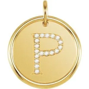 14K Yellow 1/10 CTW Diamond Initial P Pendant