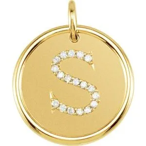 14K Yellow 1/10 CTW Diamond Initial S Pendant