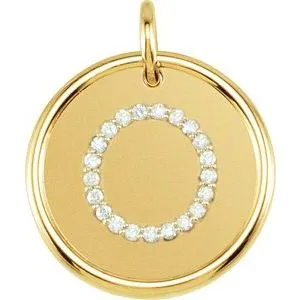 14K Yellow 1/10 CTW Natural Diamond Posh Mommy¬Æ Initial O Pendant