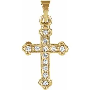 14K Yellow 16x11.5 mm 1/8 CTW Diamond Cross Pendant