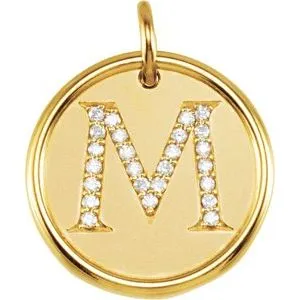 14K Yellow 1/8 CTW Natural Diamond Posh Mommy¬Æ Initial M Pendant