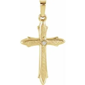 14K Yellow 22.5x15.5 mm Diamond Cross Pendant