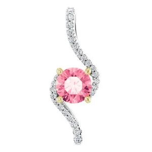 14K Yellow 5.5 mm Round Passion Pink Topaz & .08 CTW Diamond Pendant