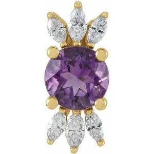 14K Yellow Amethyst & 1/4 CTW Diamond Pendant