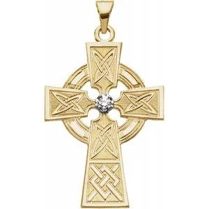 14K Yellow & White .06 CTW Diamond Cross Pendant