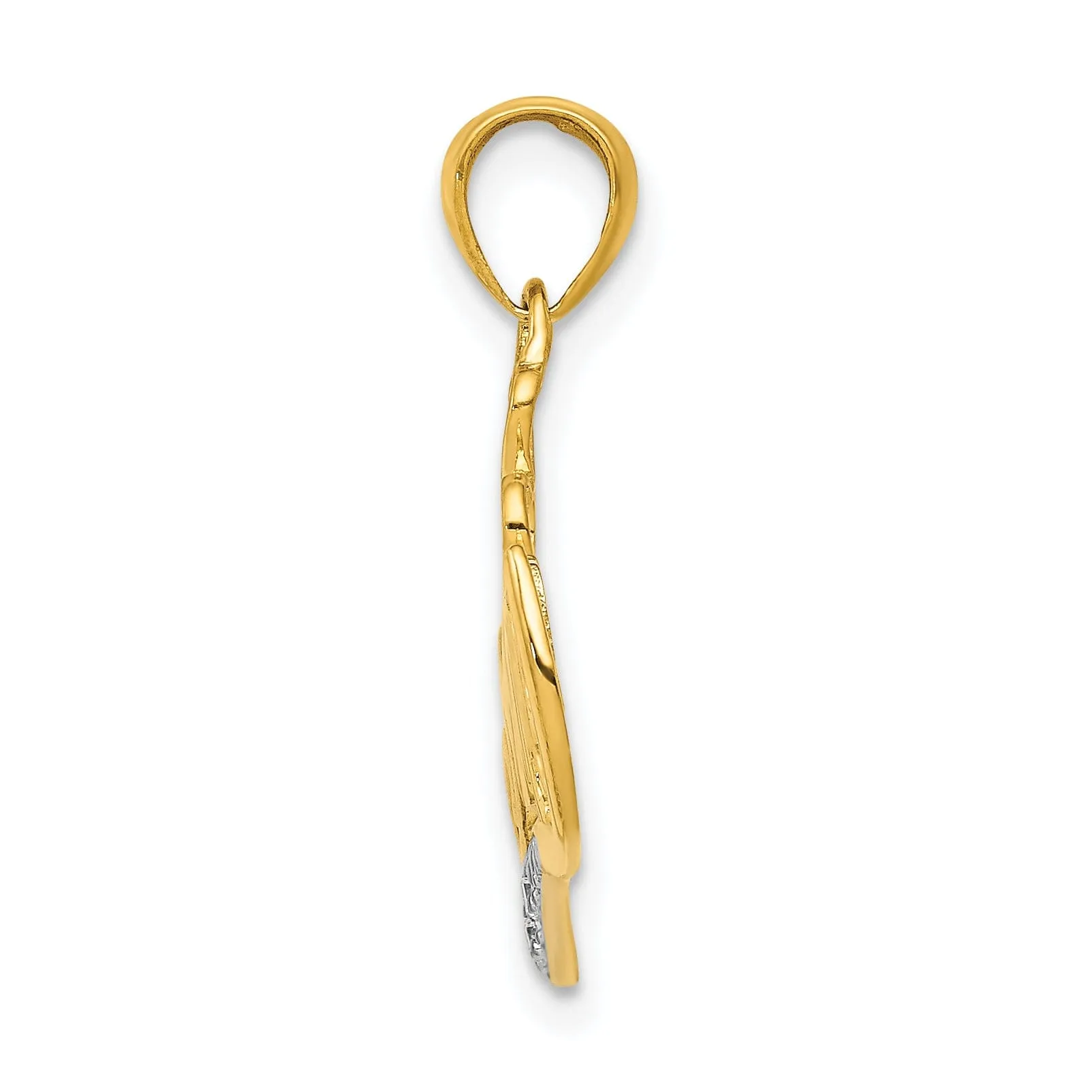 14k Yellow Gold .02-ct Diamond Script MOMMY Triple Heart Design Pendant