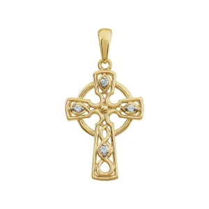 14k Yellow Gold .05 CTW Diamond Cross Pendant