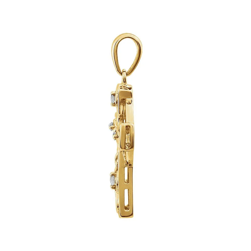 14k Yellow Gold .05 CTW Diamond Cross Pendant
