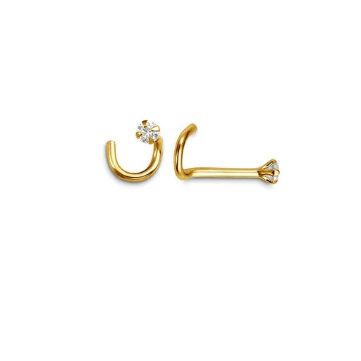 14K Yellow Gold (1.8mm) Diamond Nose Stud