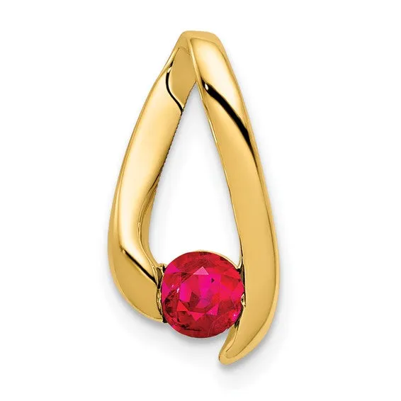 14k Yellow Gold 4mm Gemstone Slide Pendants