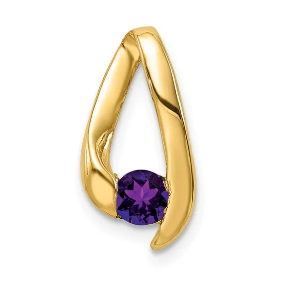 14k Yellow Gold 4mm Gemstone Slide Pendants