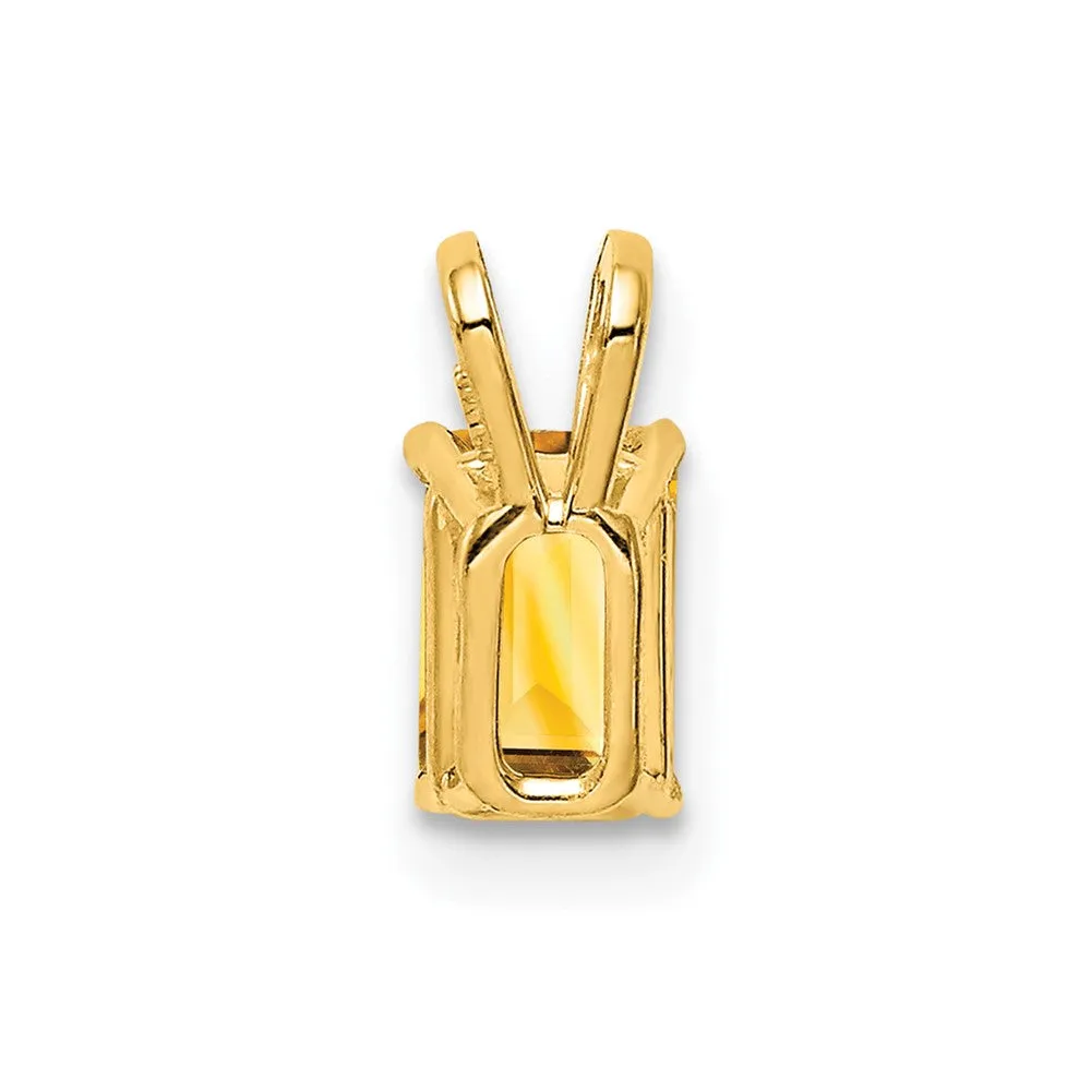 14k Yellow Gold 6x4mm Emerald Cut Citrine pendant