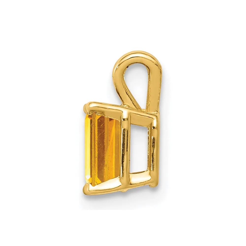 14k Yellow Gold 6x4mm Emerald Cut Citrine pendant