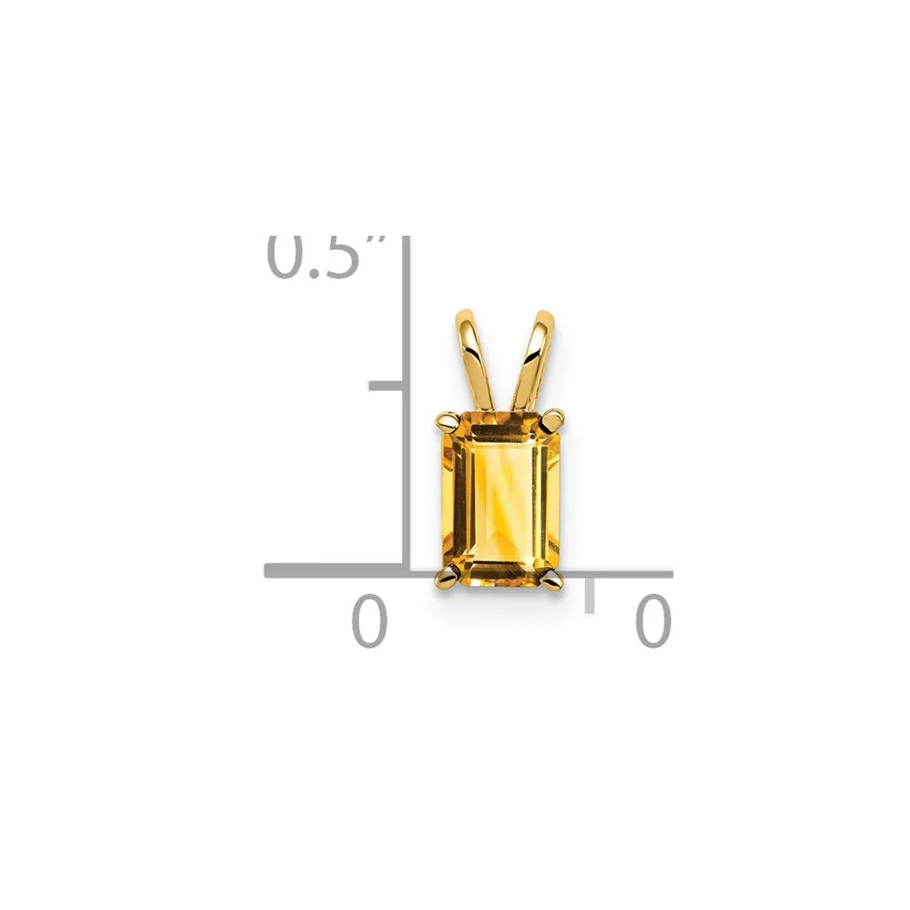 14k Yellow Gold 6x4mm Emerald Cut Citrine pendant