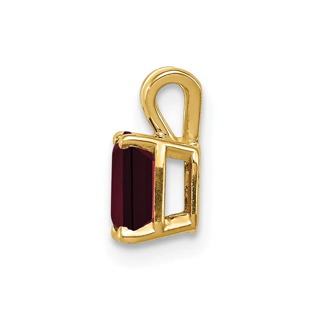 14k Yellow Gold 6x4mm Emerald Cut Garnet pendant