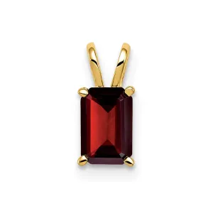 14k Yellow Gold 6x4mm Emerald Cut Garnet pendant