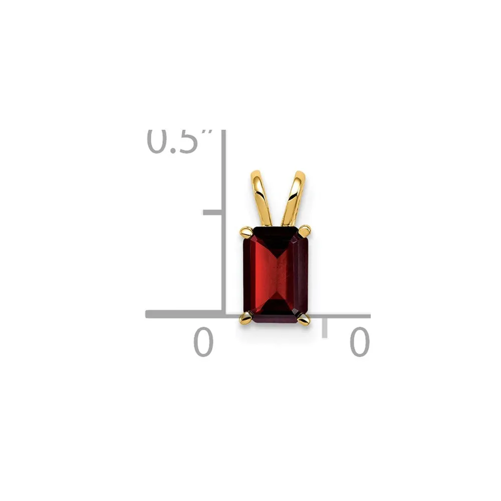 14k Yellow Gold 6x4mm Emerald Cut Garnet pendant