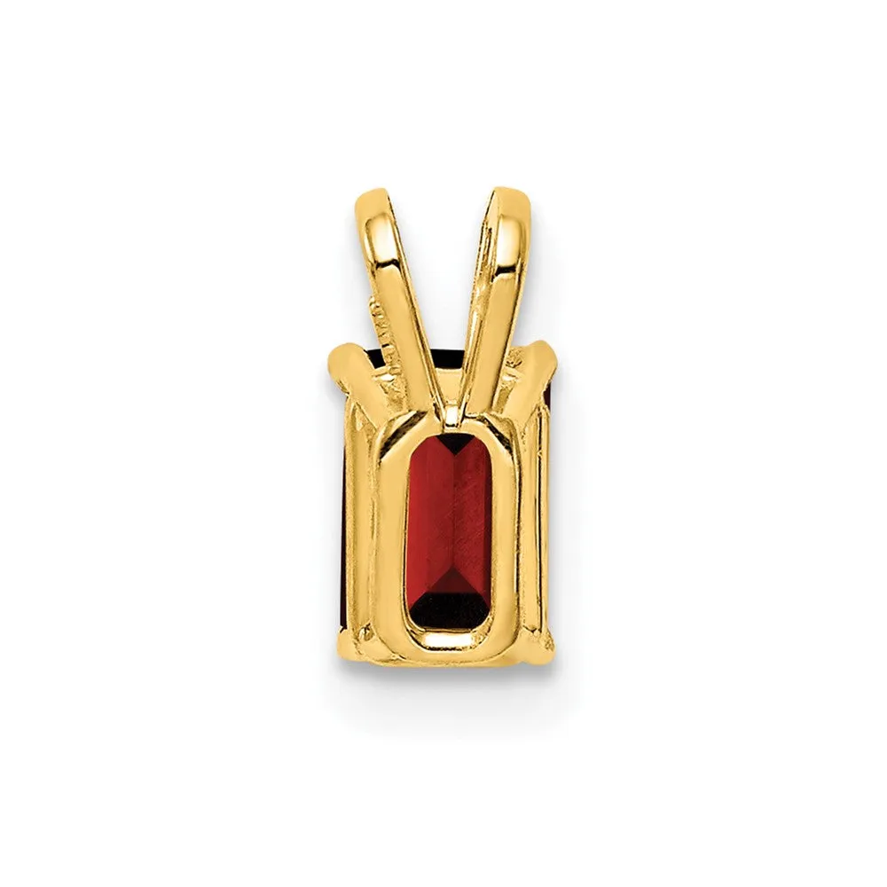 14k Yellow Gold 6x4mm Emerald Cut Garnet pendant