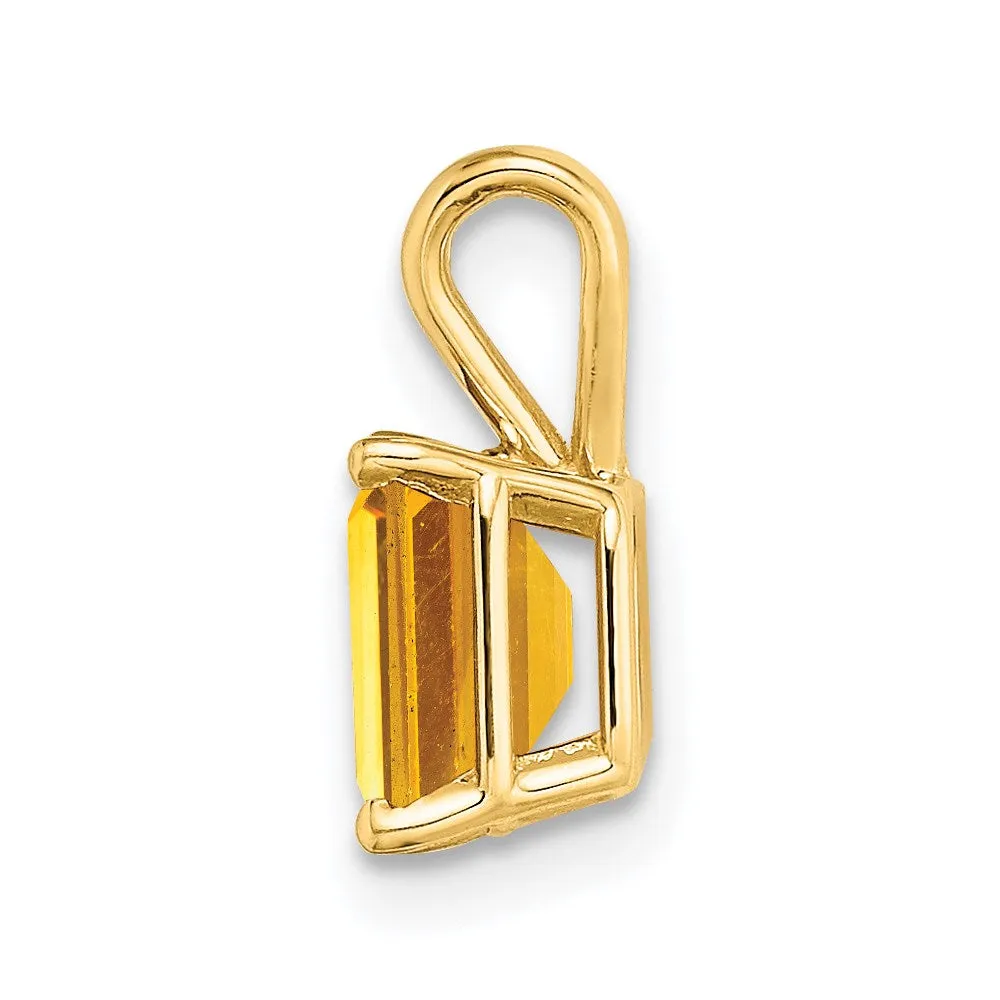 14k Yellow Gold 7x5mm Emerald Cut Citrine pendant