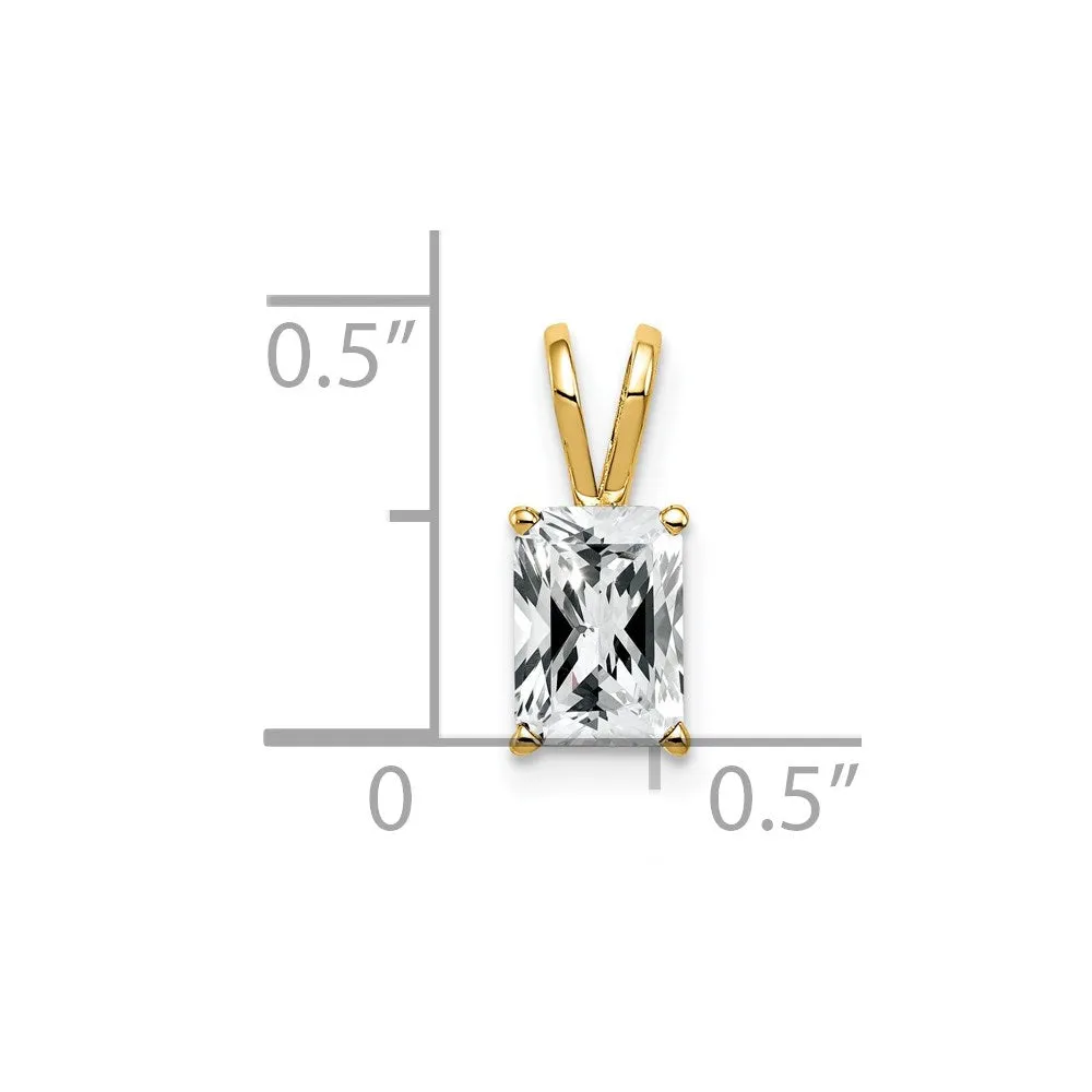14k Yellow Gold 7x5mm Emerald Cut Cubic Zirconia pendant