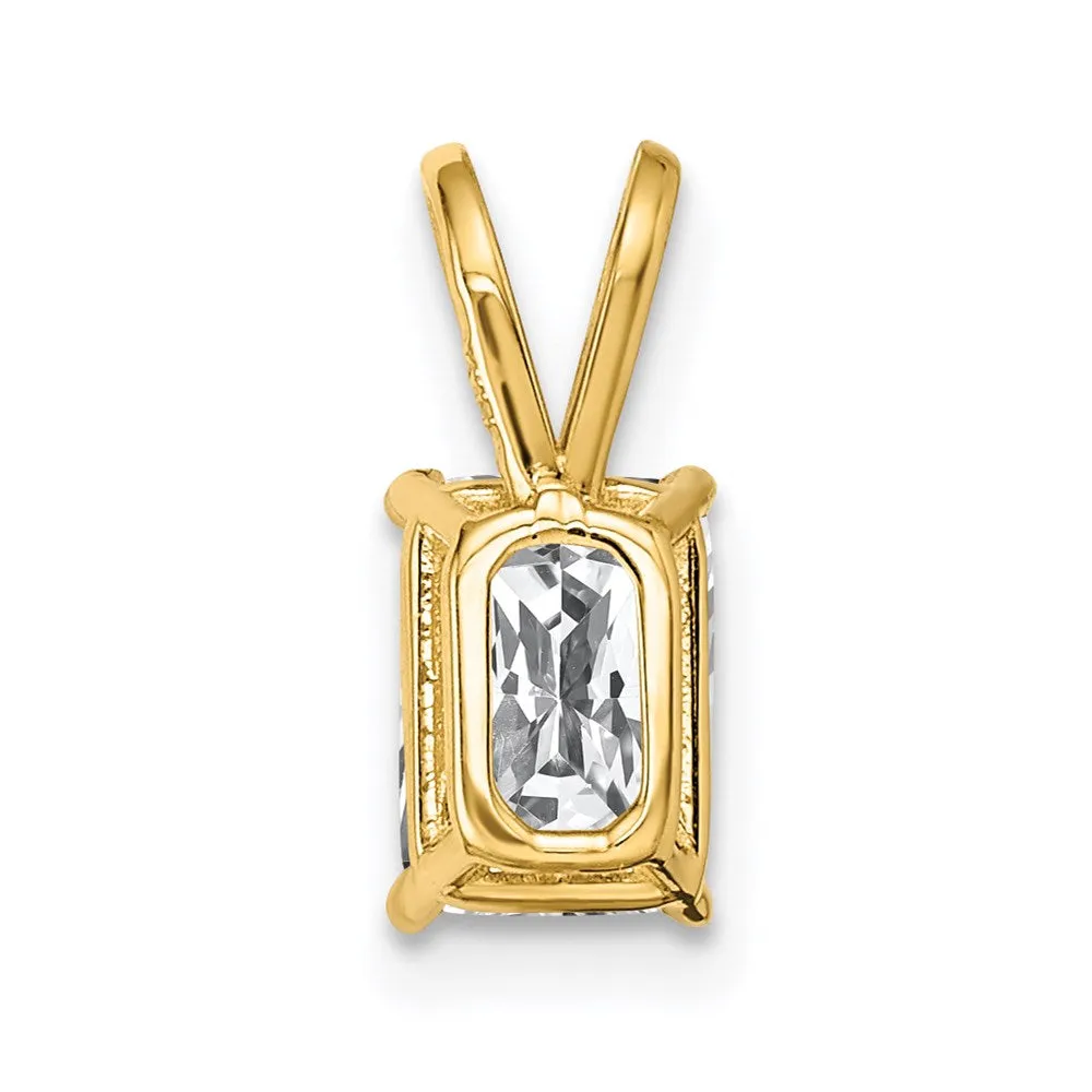 14k Yellow Gold 7x5mm Emerald Cut Cubic Zirconia pendant