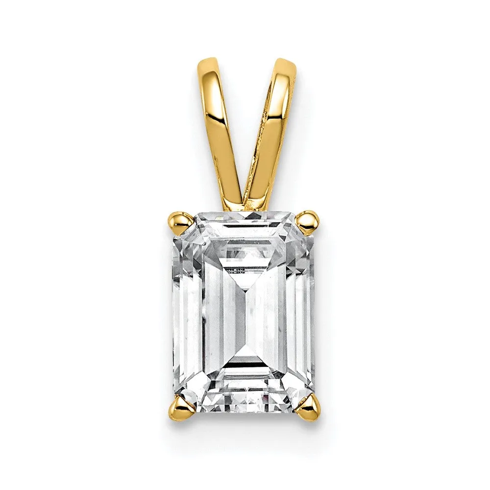 14k Yellow Gold 7x5mm Emerald Cut Cubic Zirconia pendant
