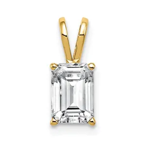 14k Yellow Gold 7x5mm Emerald Cut Cubic Zirconia pendant