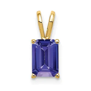 14k Yellow Gold 7x5mm Emerald Cut Tanzanite pendant