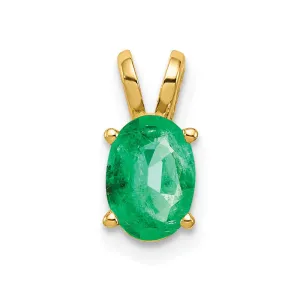 14k Yellow Gold 7x5mm Oval Emerald pendant