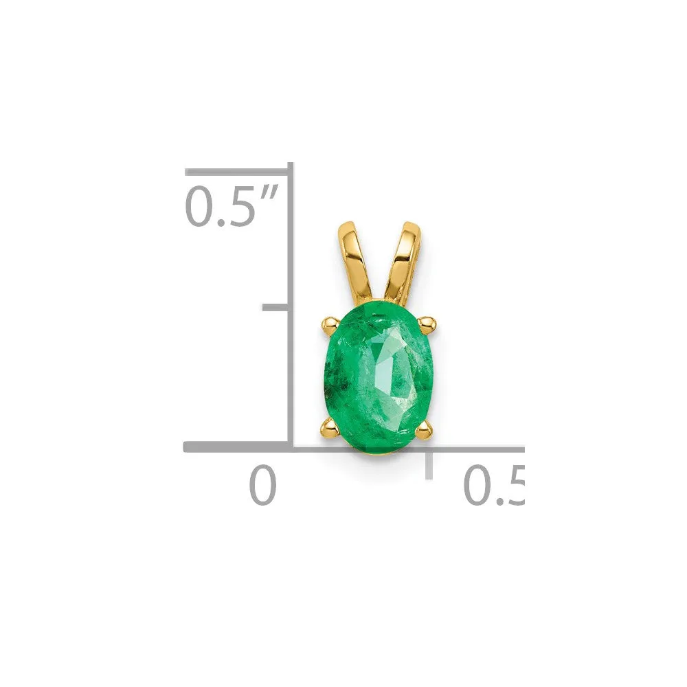 14k Yellow Gold 7x5mm Oval Emerald pendant