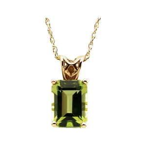 14k Yellow Gold 8x6mm Emerald Peridot 18" Necklace