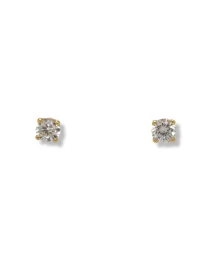 14K Yellow Gold and 1/4 Carat Diamond Stud Earrings