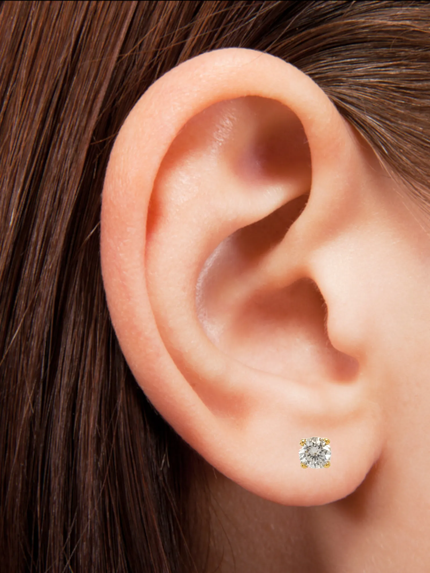 14K Yellow Gold and 1/4 Carat Diamond Stud Earrings