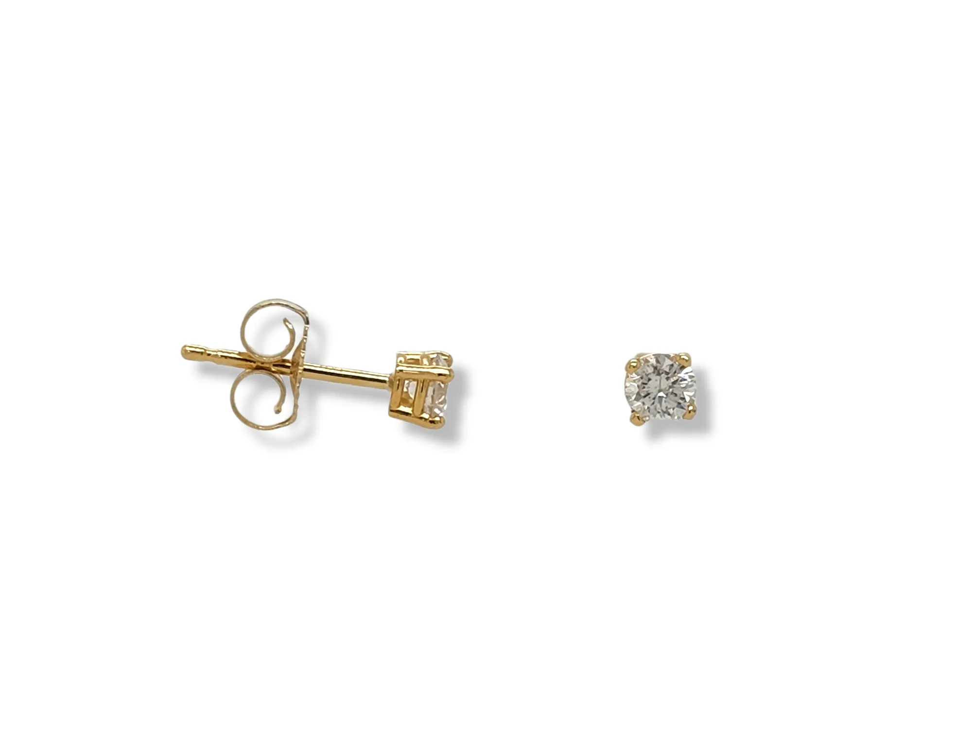 14K Yellow Gold and 1/4 Carat Diamond Stud Earrings