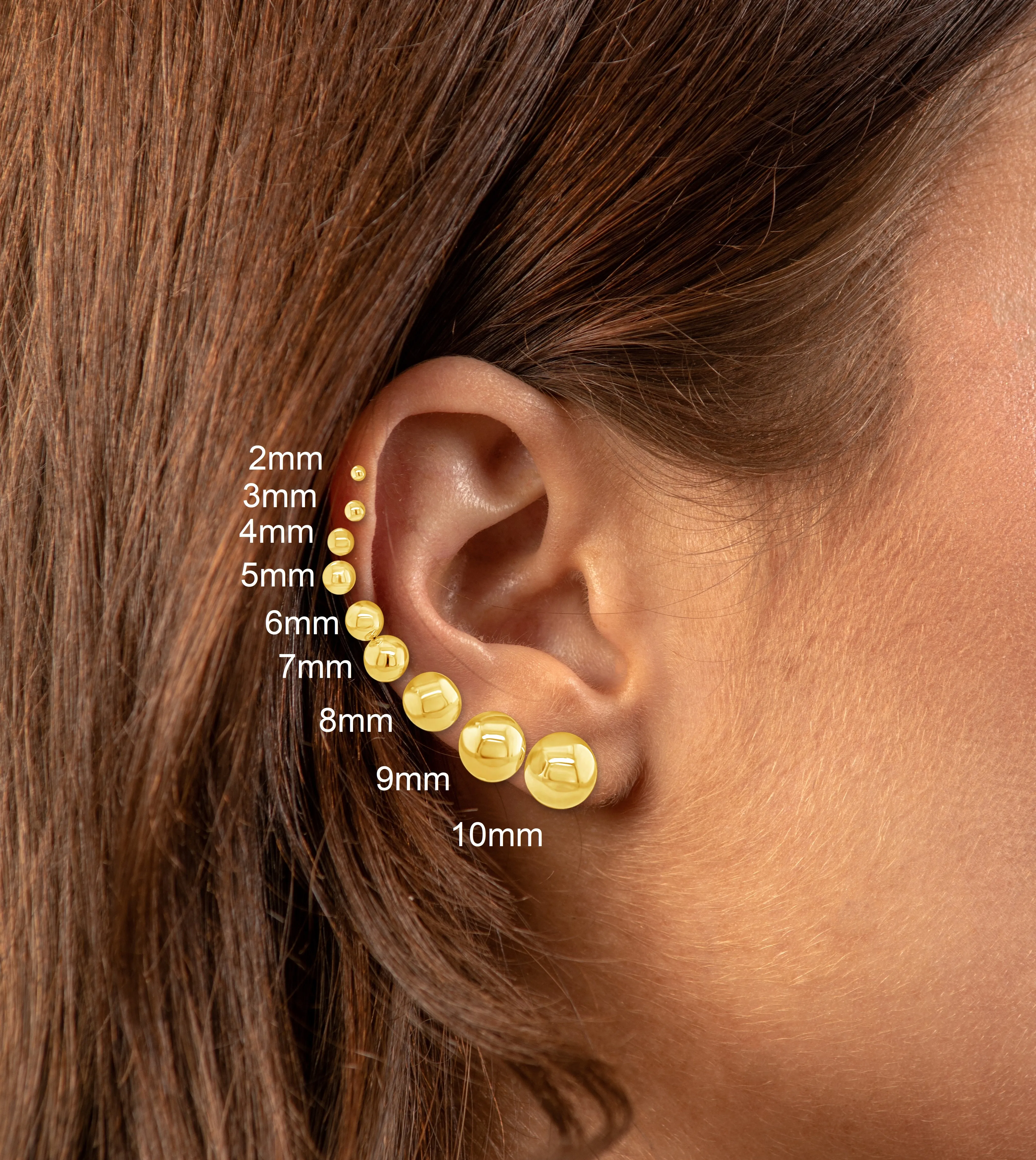 14k Yellow Gold Ball Stud Earring