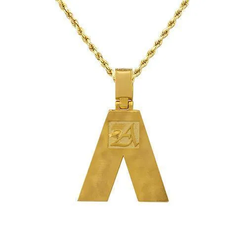 14K Yellow Gold Custom Diamond Initial A Letter Pendant 2.48 Ctw