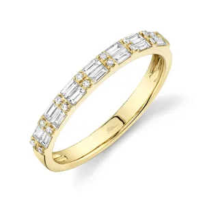 14K Yellow Gold Diamond Baguette   Round Diamond Band
