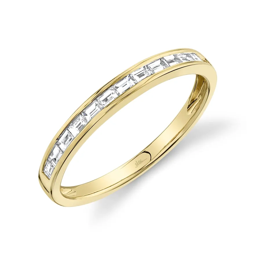 14K Yellow Gold Diamond Baguette Thin Band