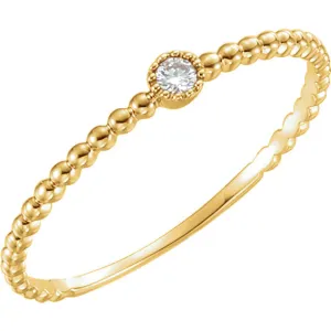 14K Yellow Gold Diamond Bead Design Ring