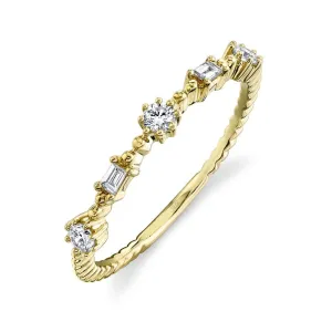 14K Yellow Gold Diamond Beaded Band