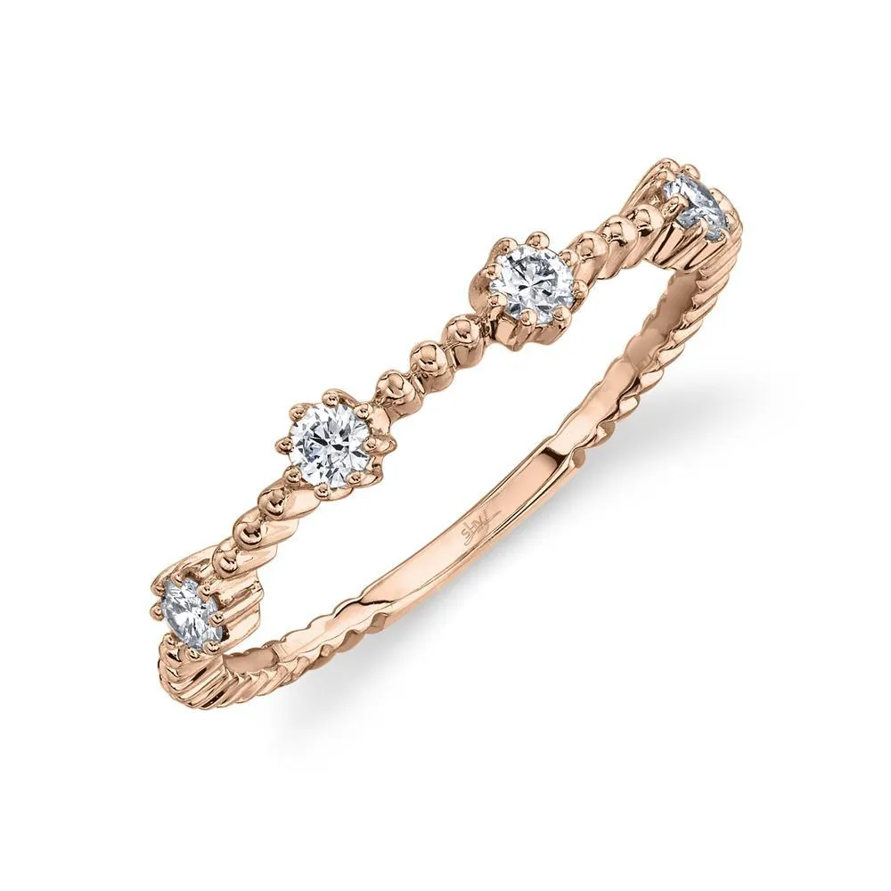 14K Yellow Gold Diamond Beaded Band
