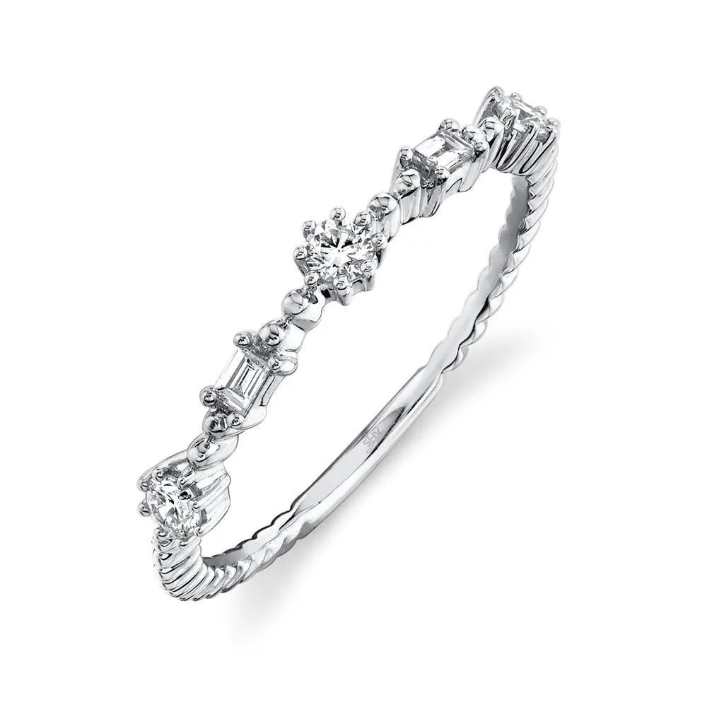 14K Yellow Gold Diamond Beaded Band