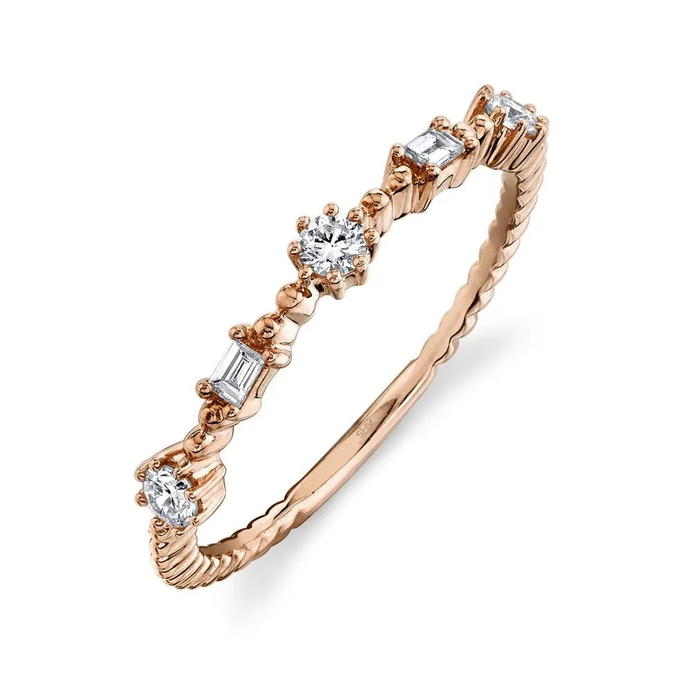 14K Yellow Gold Diamond Beaded Band